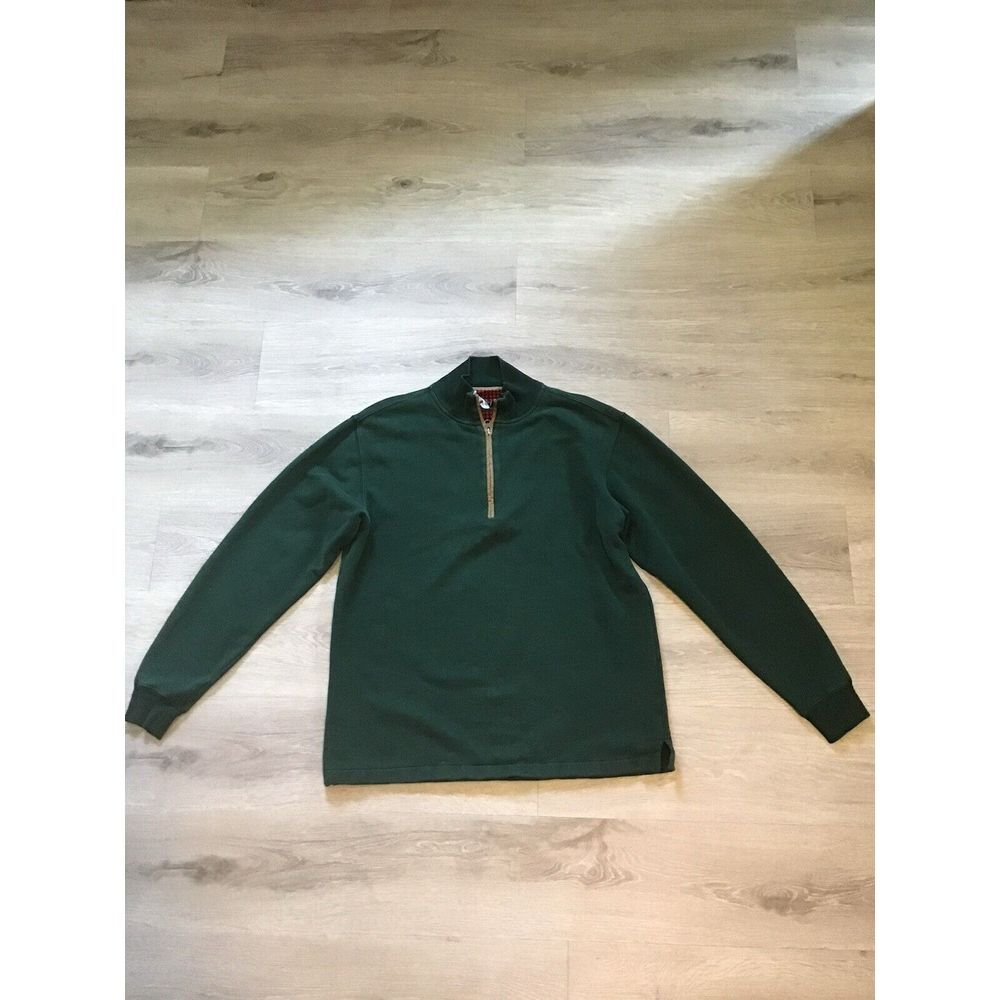 Woolrich Men's Green Elbow Patch 1/4 Zip Pullover Sweatshirt Medium Hunt Rifle